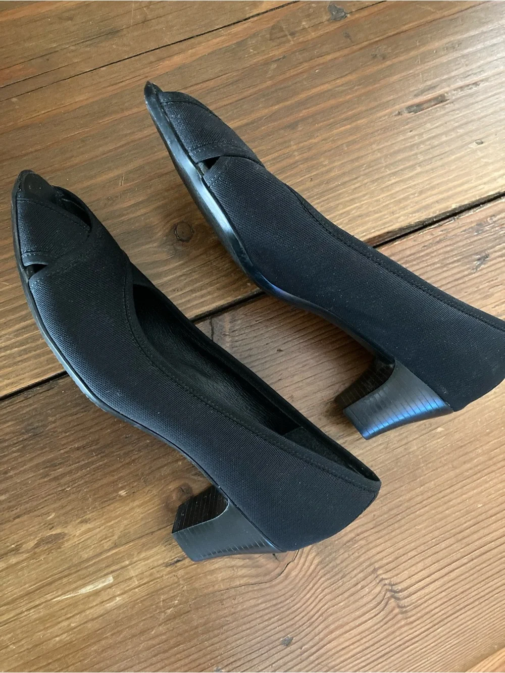 Munro Black Open-Toe Crossover Pumps